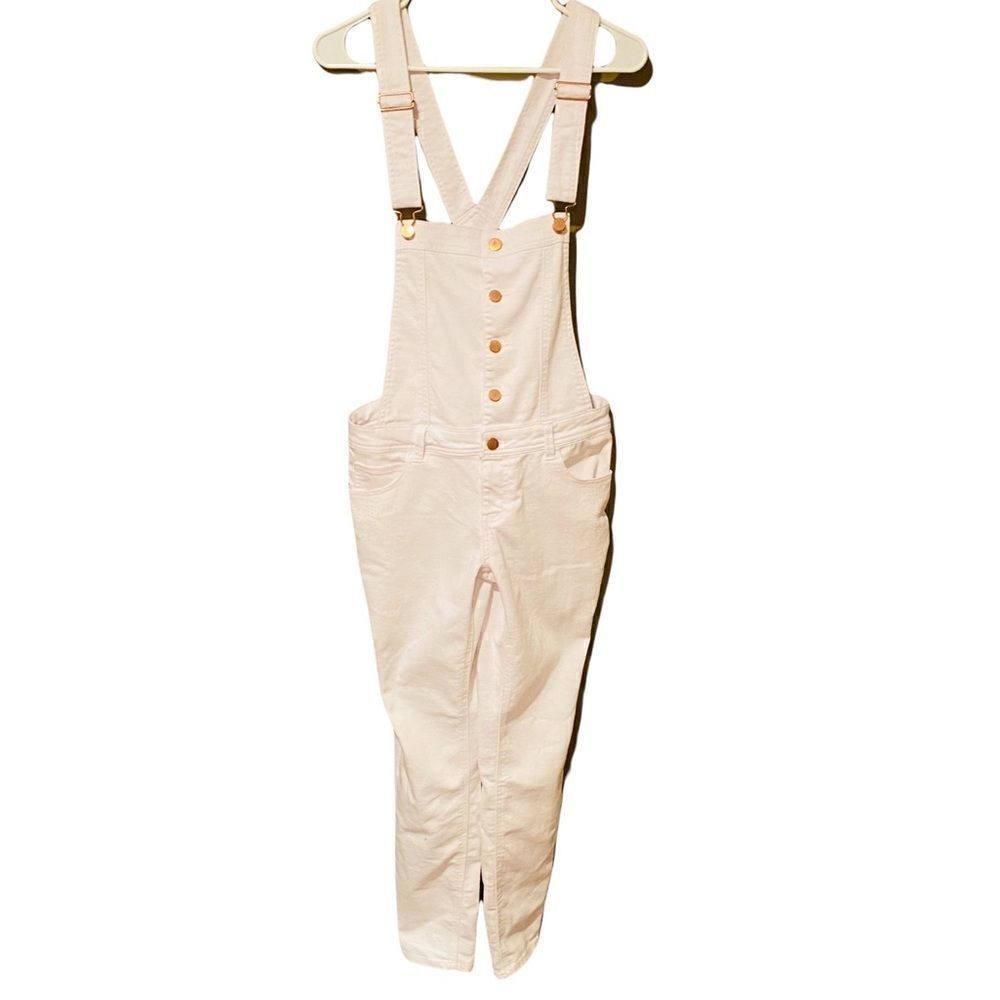Gianni Bini White Denim Overalls Size Medium